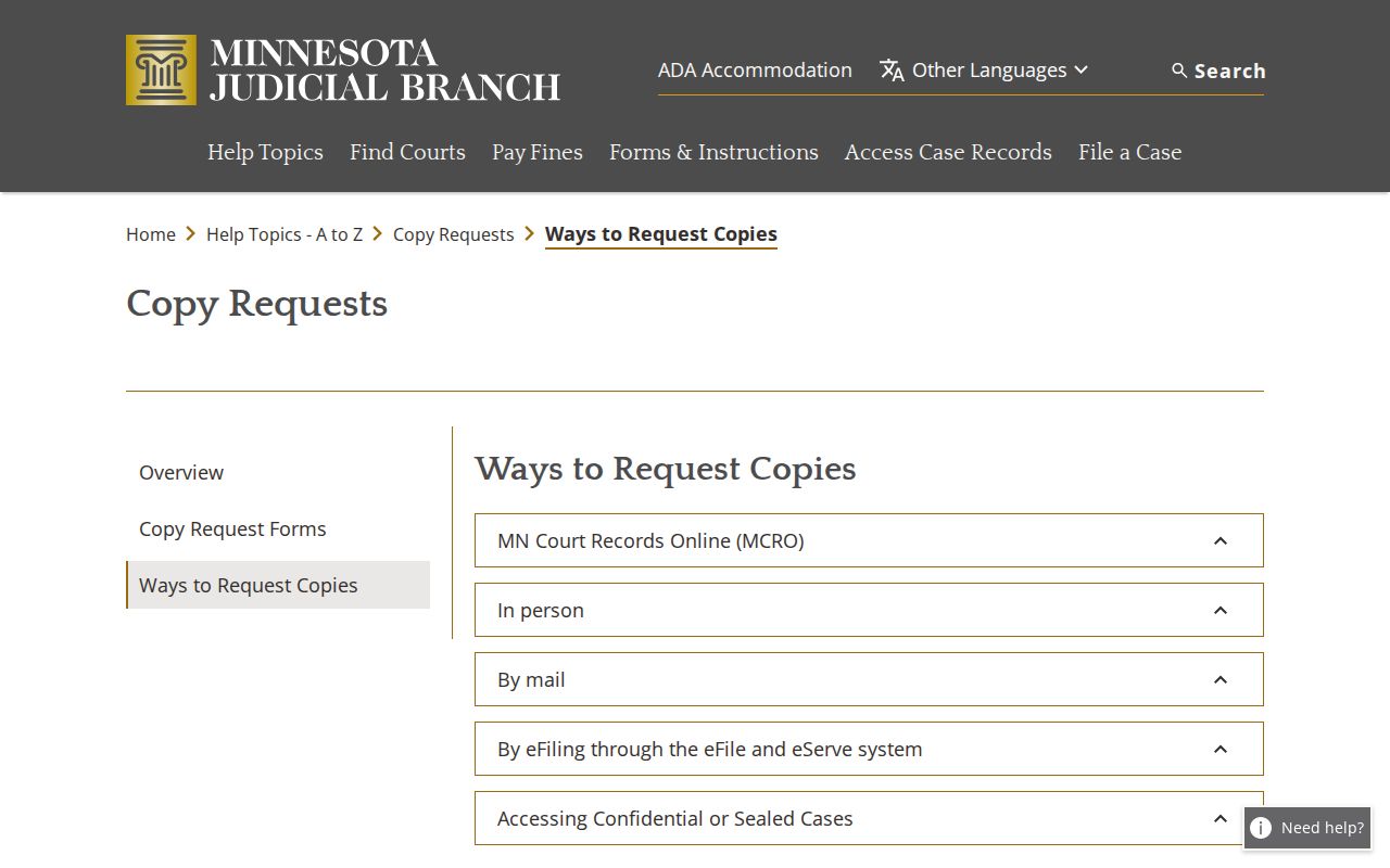 Kanabec court records copy request routes