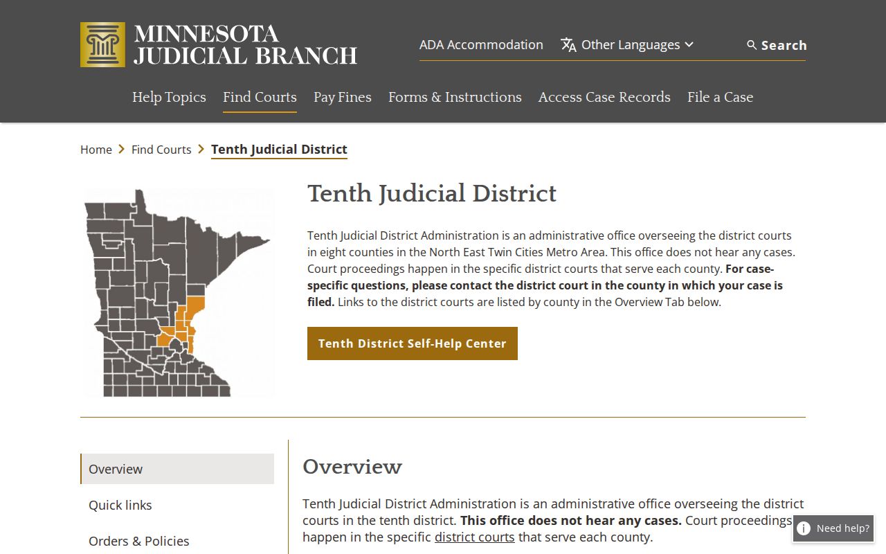 Kanabec County court docket Tenth Judicial District information