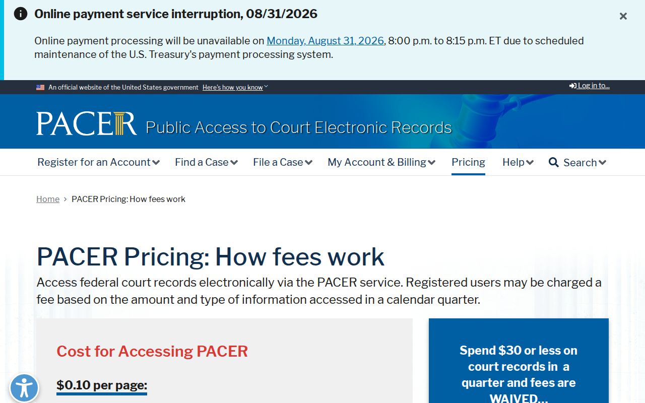 Ogilvie court docket PACER federal record boundary