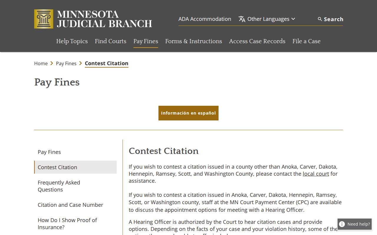 Kanabec traffic court records contest citation instructions