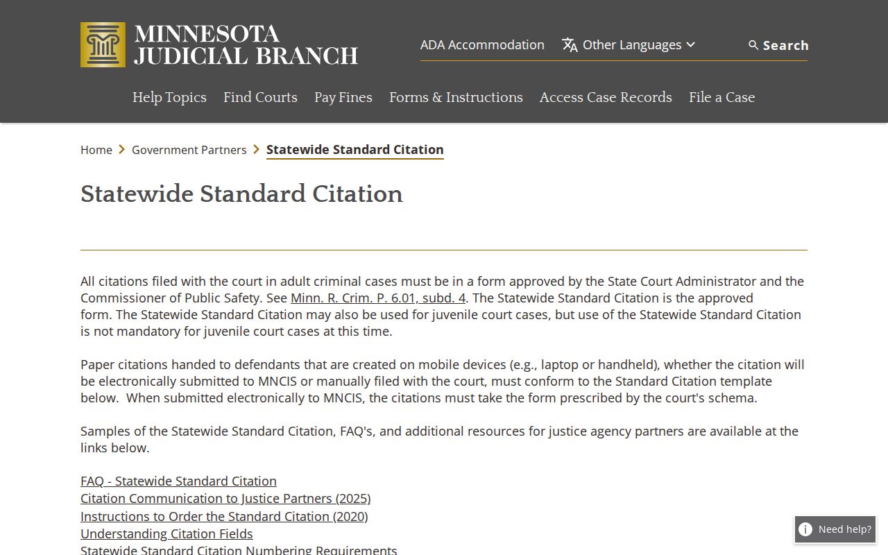 Kanabec traffic court records statewide citation fields